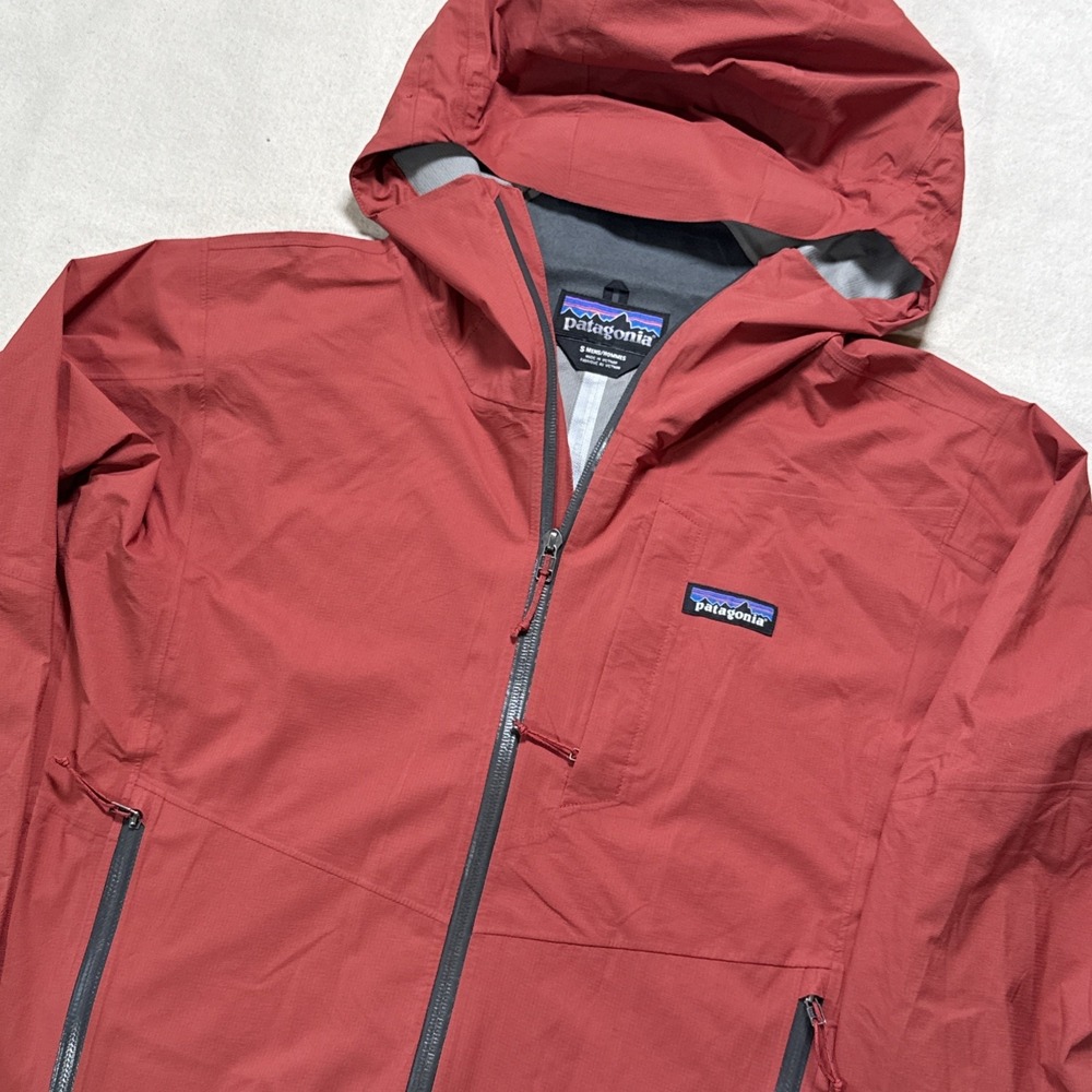Patagonia Men's H2No Hooded Full-Zip Rain Coat Jacket Red Regular Fit Sm
